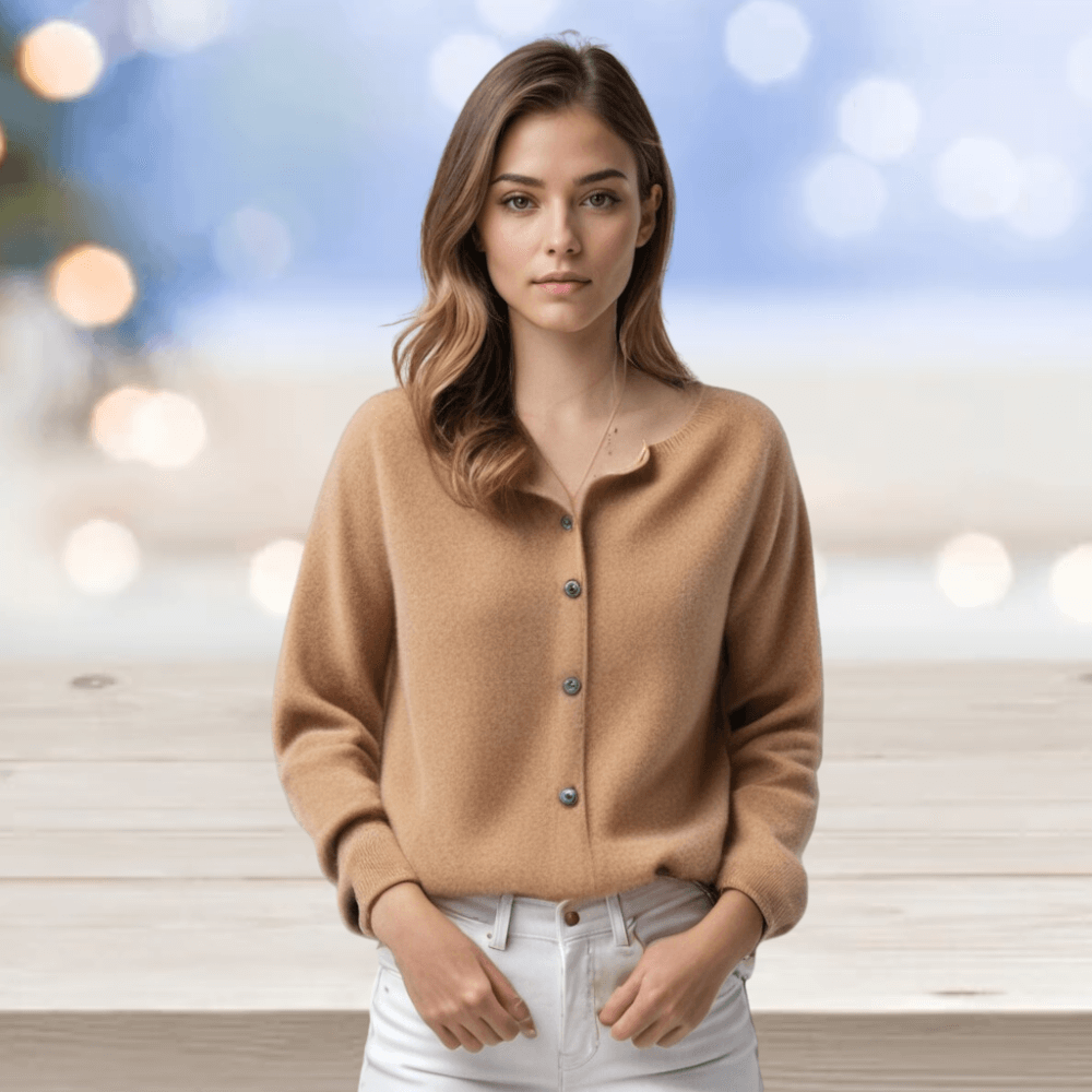 Women's Cardigan Sweater Knit Button Front Crew Neck Ribbed Cuffs - Image 23