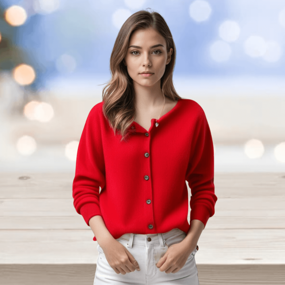Women's Cardigan Sweater Knit Button Front Crew Neck Ribbed Cuffs - Image 26