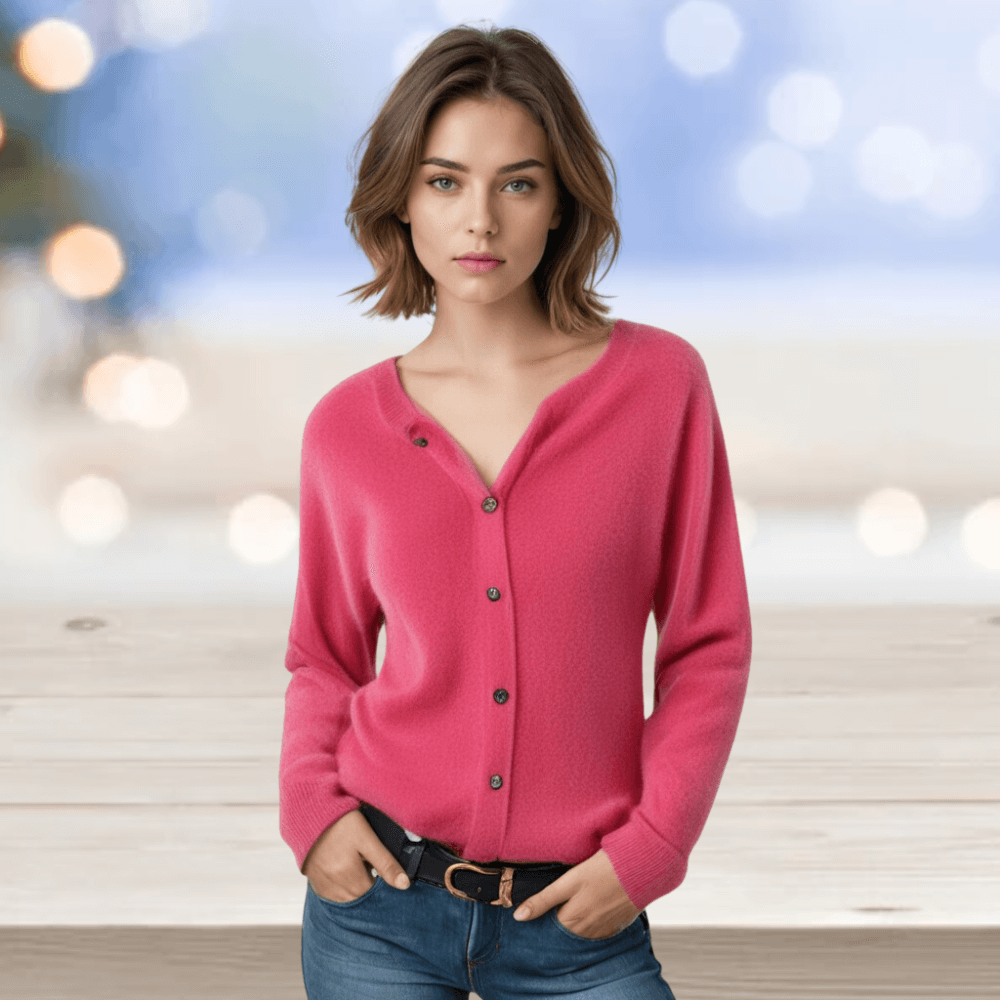 Women's Cardigan Sweater Knit Button Front Crew Neck Ribbed Cuffs - Image 28