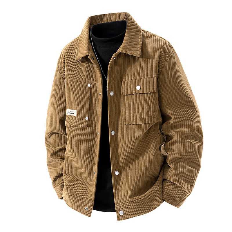 Women's Corduroy Jacket with Sherpa Lining and Snap Button Closure - Image 3