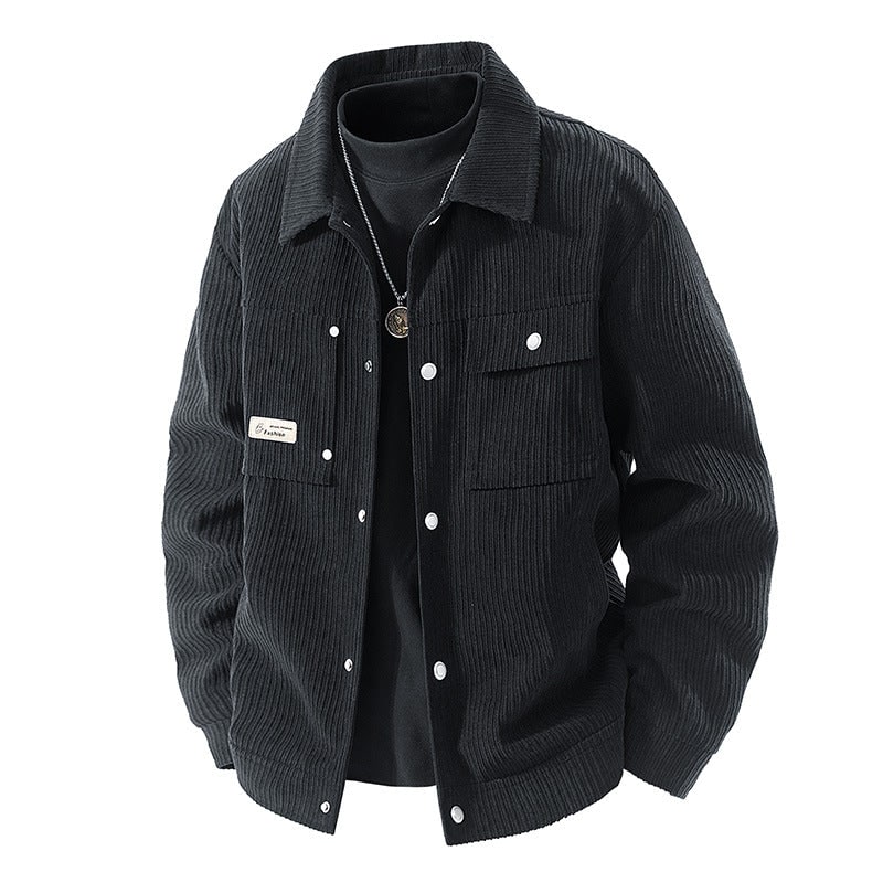 Women's Corduroy Jacket with Sherpa Lining and Snap Button Closure - Image 4