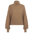 Women's Cropped Turtleneck Sweater with Balloon Sleeves and Pointelle Knit - Image 6