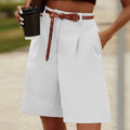 Women's High Waisted Bermuda Shorts with Pleated Front and Wide Leg - Image 6