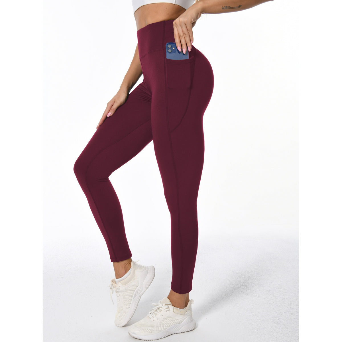 Women's High Waisted Leggings with Pockets for Workout and Yoga Stretchy Athletic - Image 3