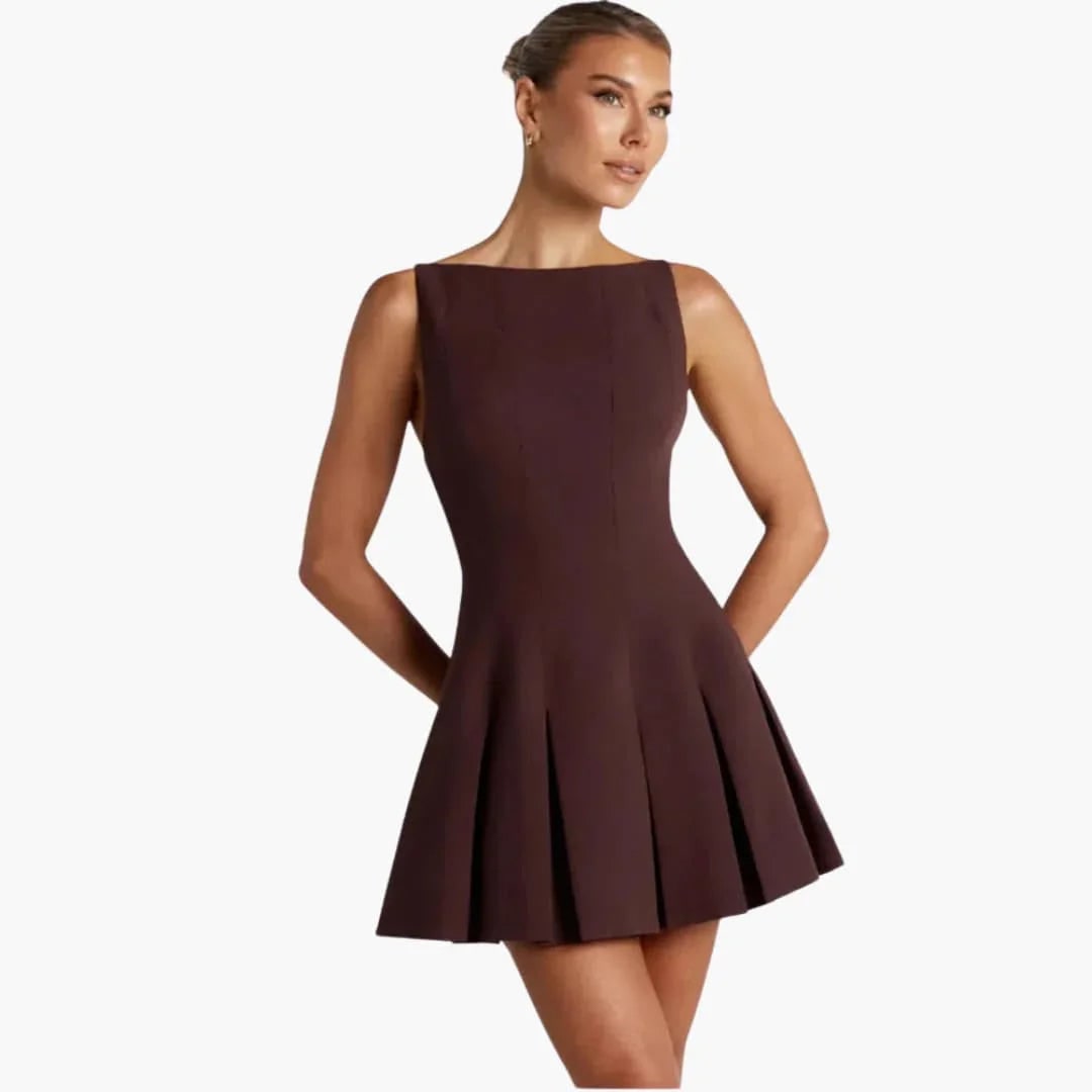 Women's Homecoming Pleated Backless Mini Dress with Spaghetti Straps and Low Back - Image 2