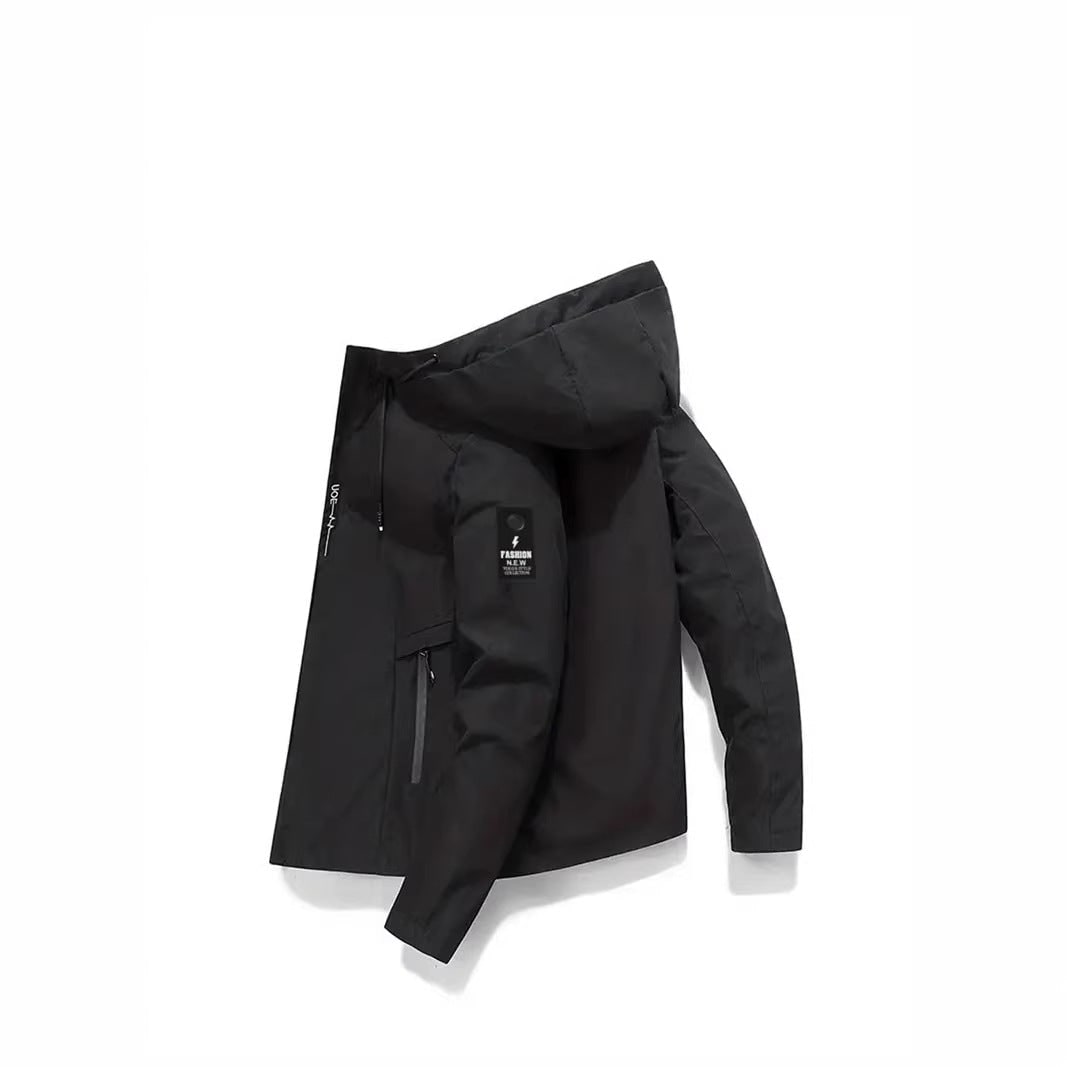 Women's Hooded Windbreaker Jacket with Zip Pockets and Adjustable Hood - Image 1