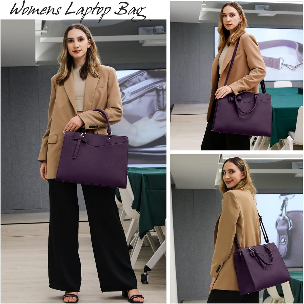 Women's Laptop Tote Bag with Shoulder Strap Padded Compartment and Multiple Organizers - Image 35