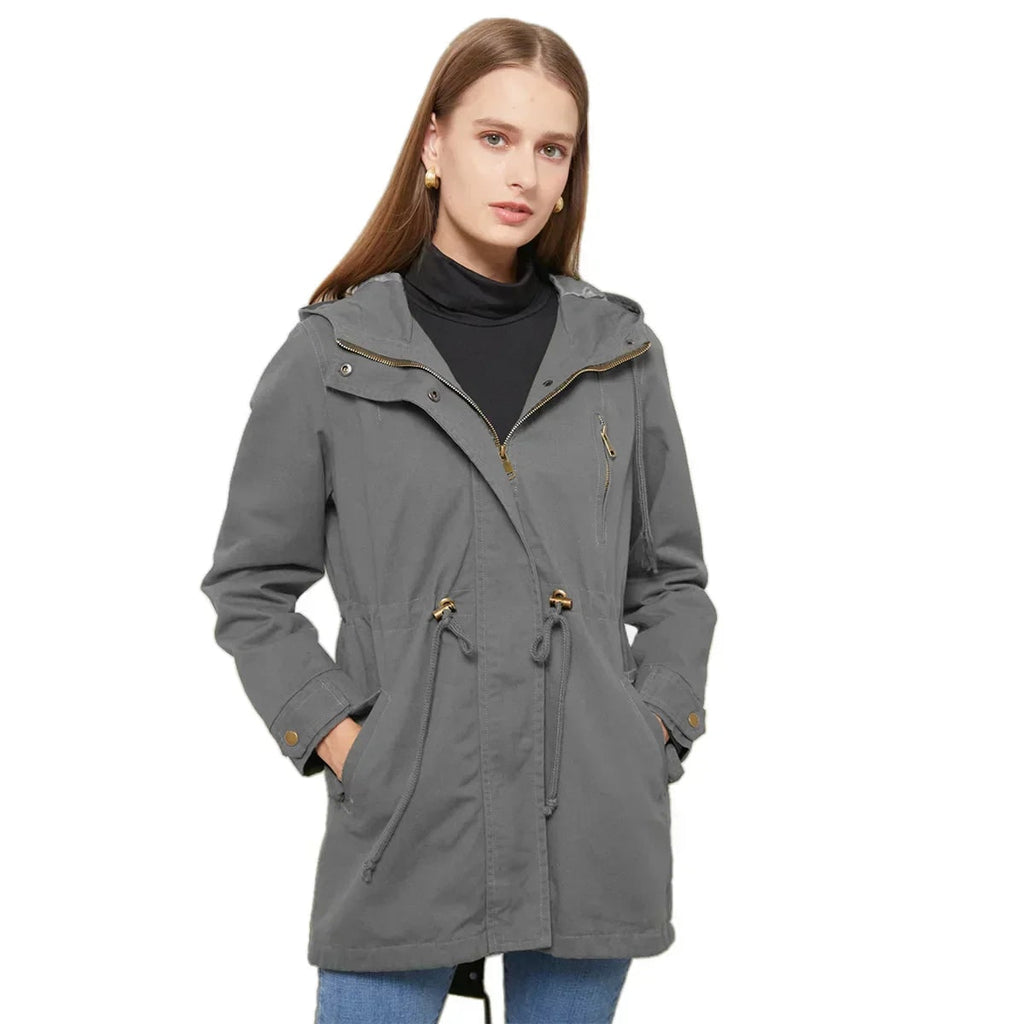 Women's Lightweight Utility Jacket with Hood and Drawstring Waist - Image 3