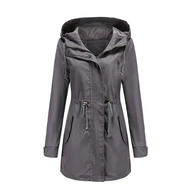 Women's Lightweight Utility Jacket with Hood and Drawstring Waist - Image 4