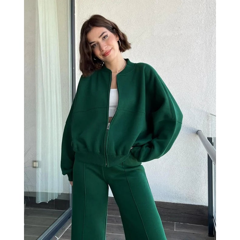 Women's Lounge Tracksuit Set Oversized Fleece Two Piece with Wide Leg - Image 15