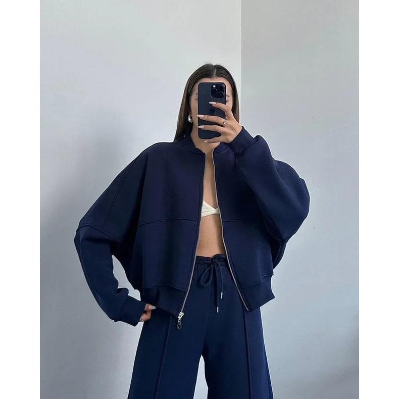 Women's Lounge Tracksuit Set Oversized Fleece Two Piece with Wide Leg - Image 17