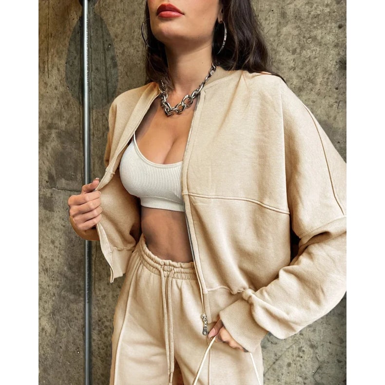 Women's Lounge Tracksuit Set Oversized Fleece Two Piece with Wide Leg - Image 3