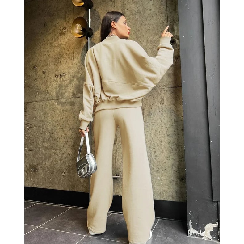 Women's Lounge Tracksuit Set Oversized Fleece Two Piece with Wide Leg - Image 4