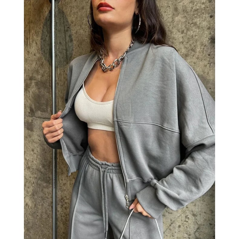 Women's Lounge Tracksuit Set Oversized Fleece Two Piece with Wide Leg - Image 7