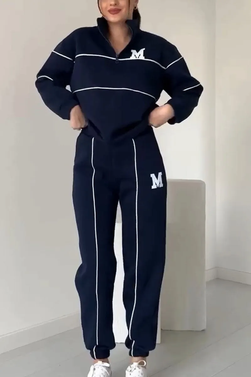 Women's Lounge Tracksuit Set with Half-Zip Sweatshirt and Jogger Pants - Image 7