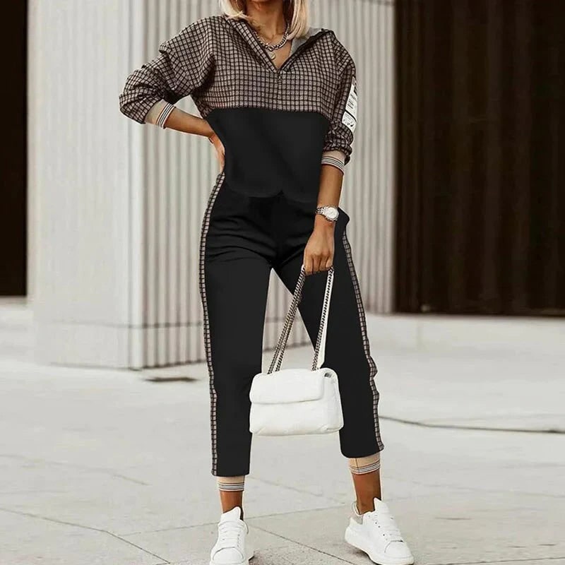 Women's Matching Sweat Sets Tracksuit Pants Two Piece Half Zip Knit - Image 2