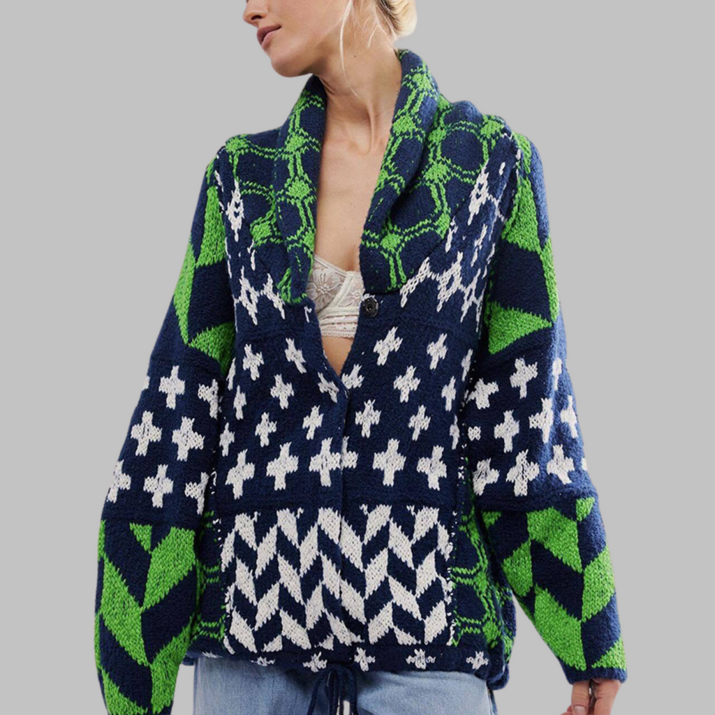 Women's Oversized Long Cardigan Sweater with Button-Down Collar and Knit Fabric - Image 8