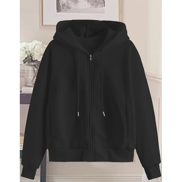 Women's Oversized Zip Up Hoodie with Drawstring and Functional Pockets - Image 5
