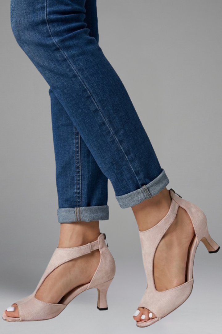 Women's Peep Toe Open Heels with Cutout Panels and Back Zipper - Image 4