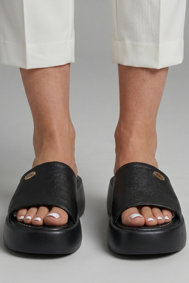 Women's Platform Sandals with Wedge Heels Slip-On Slides Open Toe Cushioned Footbed - Image 8