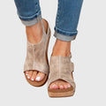 Women's Platform Wedge Sandals Cork Open Toe | Hook and Loop Ankle Strap - Image 1