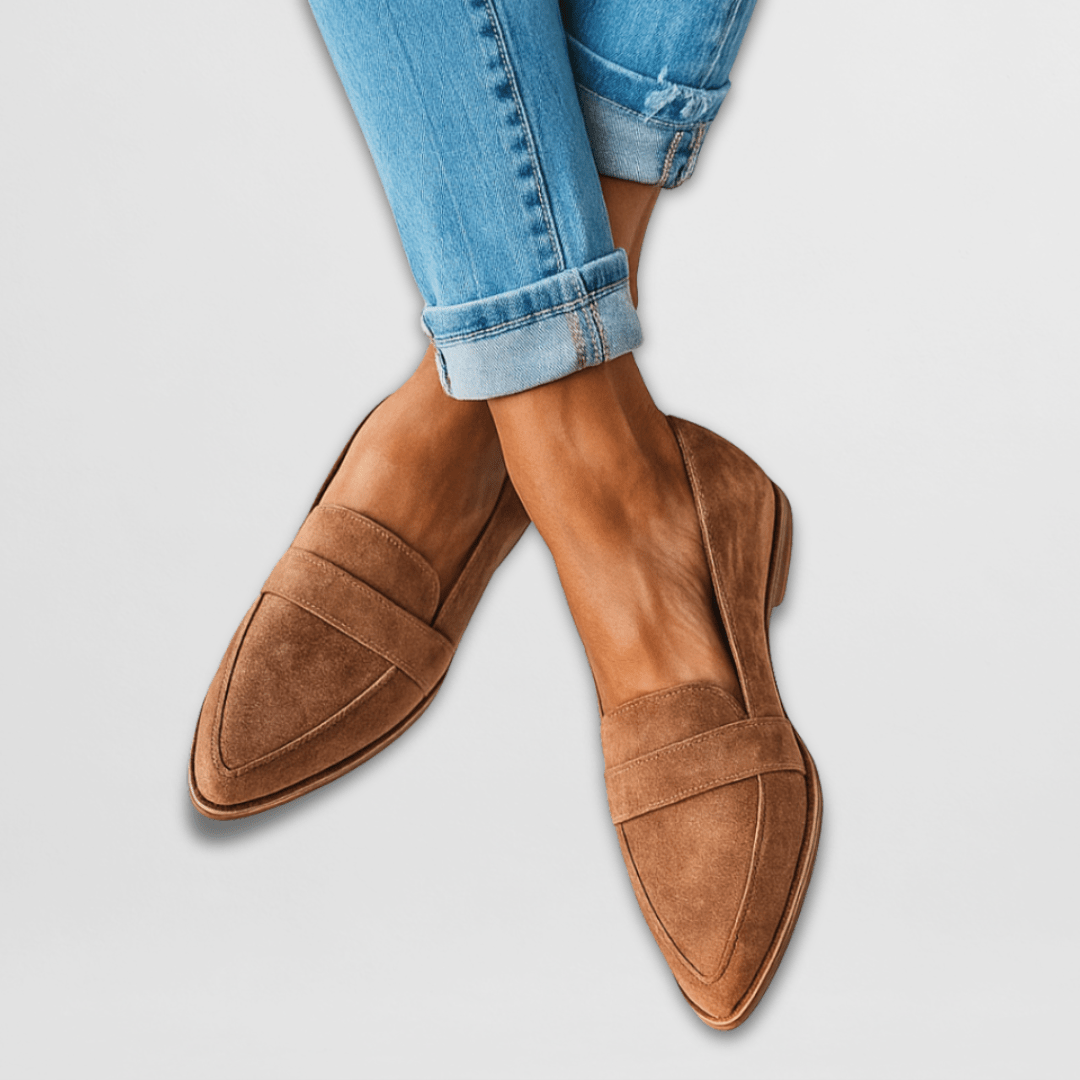Women's Pointed Toe Suede Loafers Slip-On with Support - Image 1