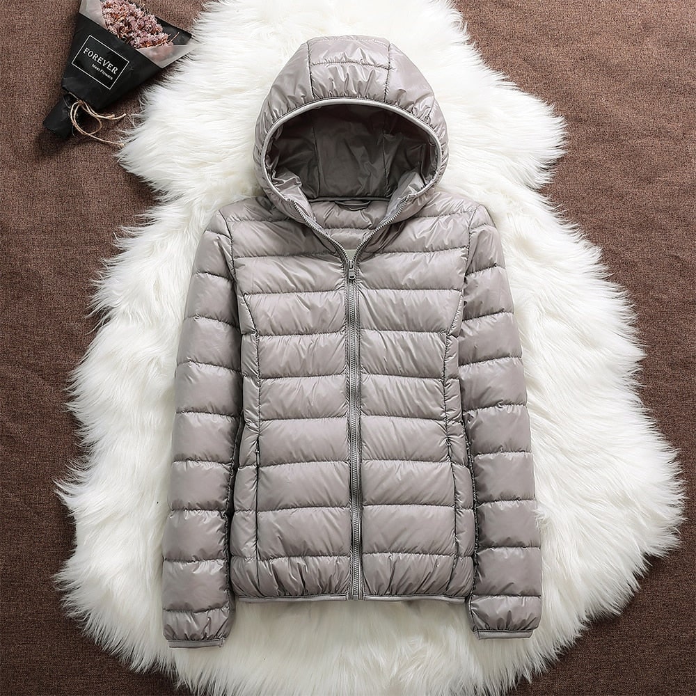 Women's Puffer Jacket Hooded Quilted with Zip Closure - Image 13