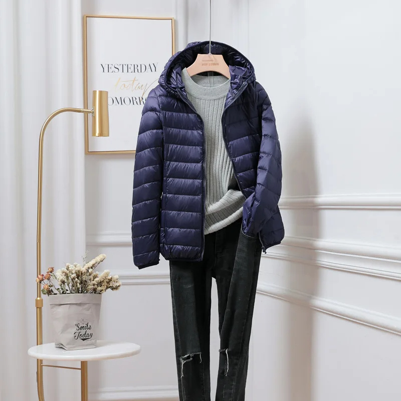 Women's Puffer Jacket Hooded with Quilted Zip Closure - Image 3
