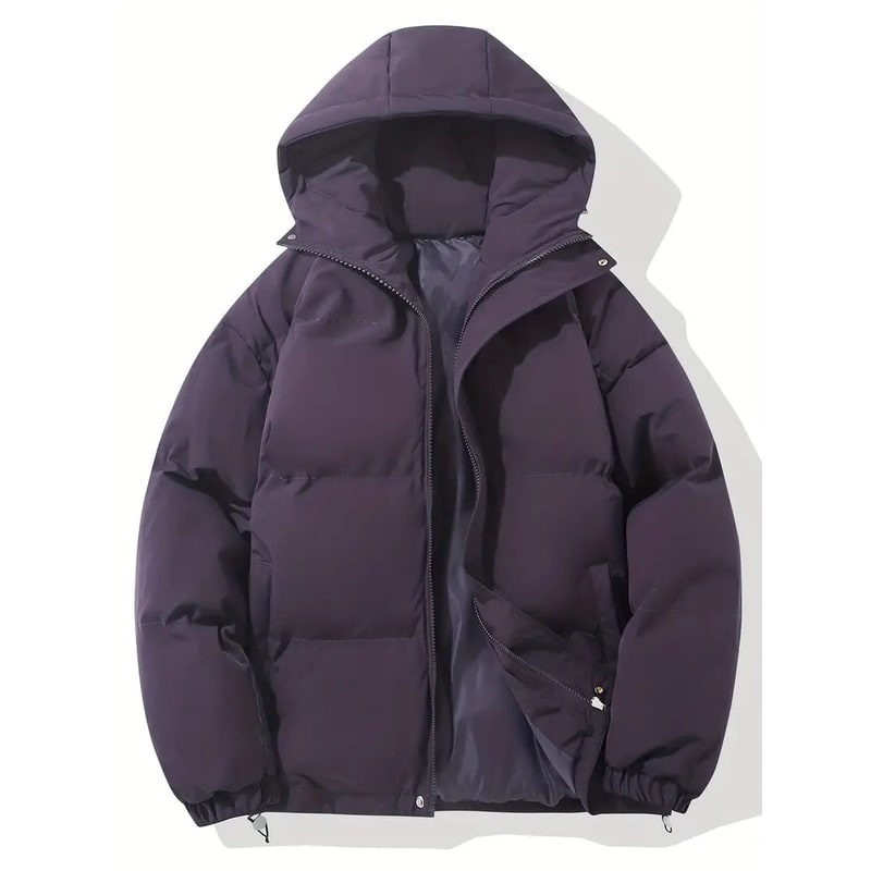 Women's Puffer Jacket Quilted Hooded with Drawstring Hem and Insulated Long Sleeves - Image 3