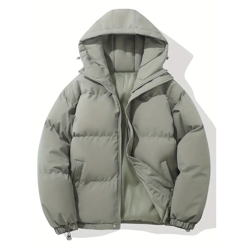 Women's Puffer Jacket Quilted Hooded with Drawstring Hem and Insulated Long Sleeves - Image 7
