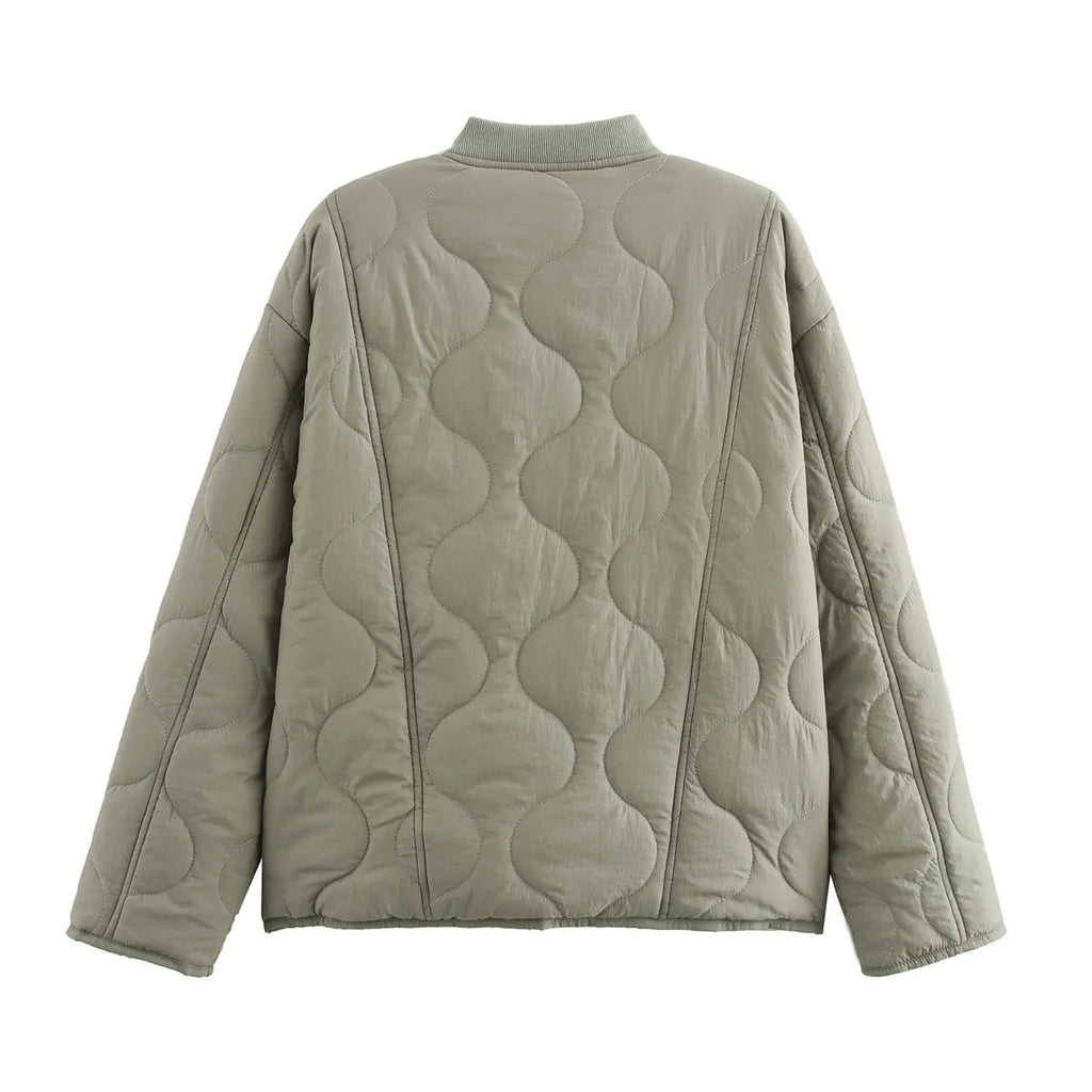 Women's Quilted Jacket with Leopard Print Lining and Onion Quilt - Image 5