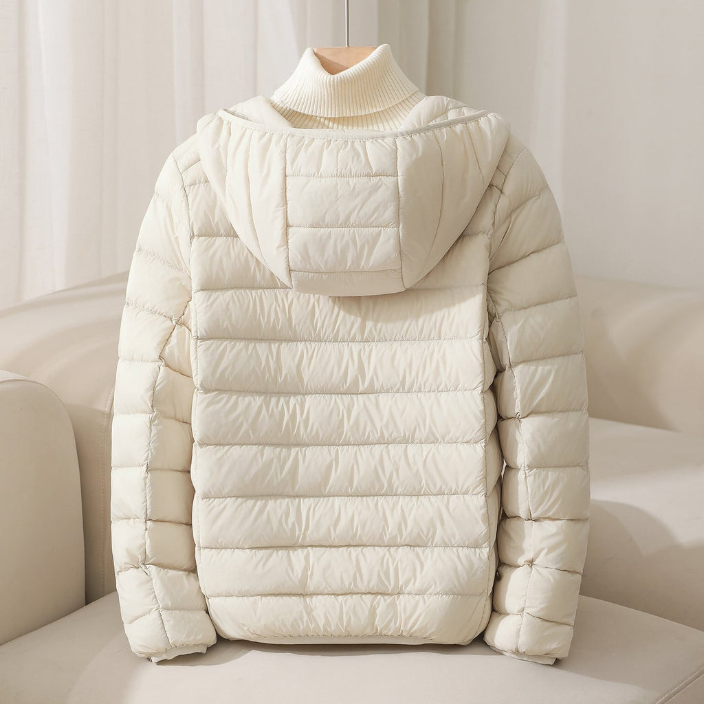 Women's Quilted Puffer Jacket with Hood and Zip Closure - Image 6