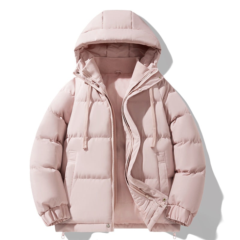 Women's Quilted Puffer Jacket with Hood Drawstring and Snap Storm Flap - Image 2