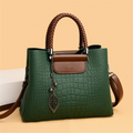 Women's Shoulder Bag Handbag with Crocodile Texture Braided Handles Structured Design - Image 2