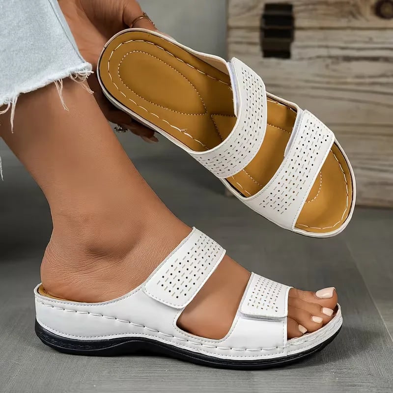 Women's Slide Sandals with Support Adjustable Double Straps Cushioned Footbed - Image 1