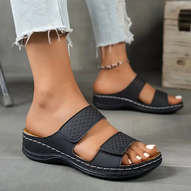 Women's Slide Sandals with Support Adjustable Double Straps Cushioned Footbed - Image 5