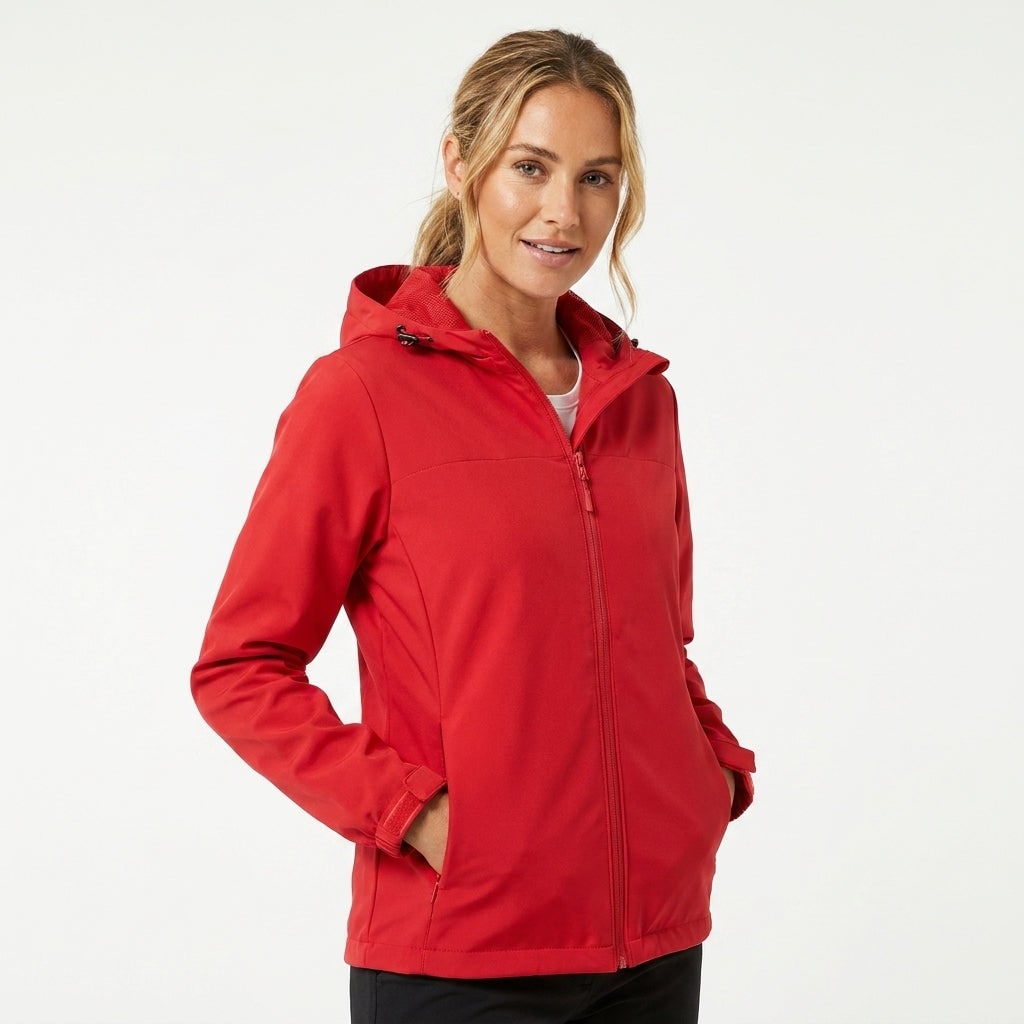 Women's Softshell Rain Jacket Hooded with Zip Pockets and Drawstring - Image 5
