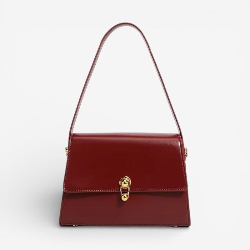 Women's Structured Shoulder Tote Bag with Zipper and Gold Hardware - Image 1