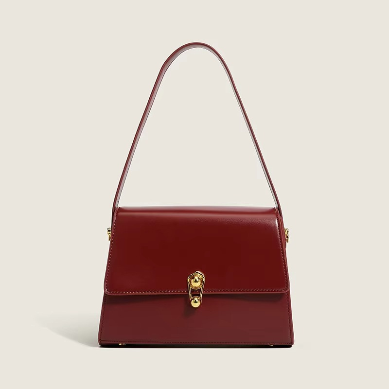Women's Structured Shoulder Tote Bag with Zipper and Gold Hardware - Image 4