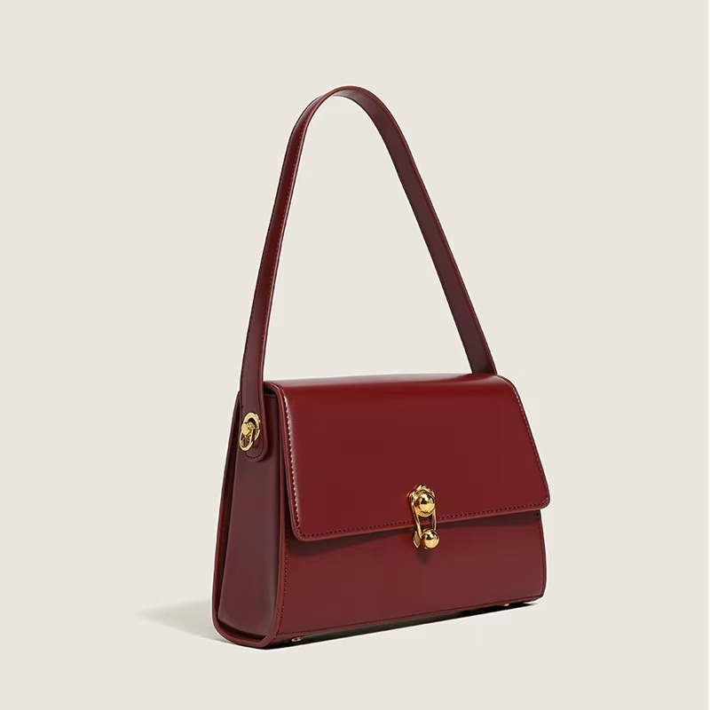 Women's Structured Shoulder Tote Bag with Zipper and Gold Hardware - Image 5