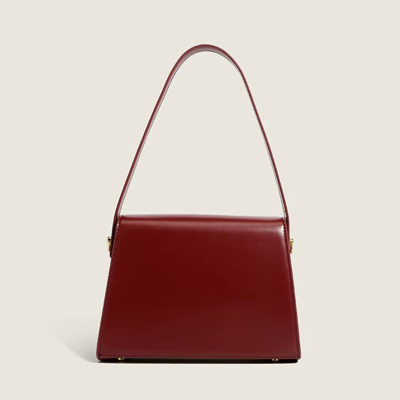 Women's Structured Shoulder Tote Bag with Zipper and Gold Hardware - Image 6