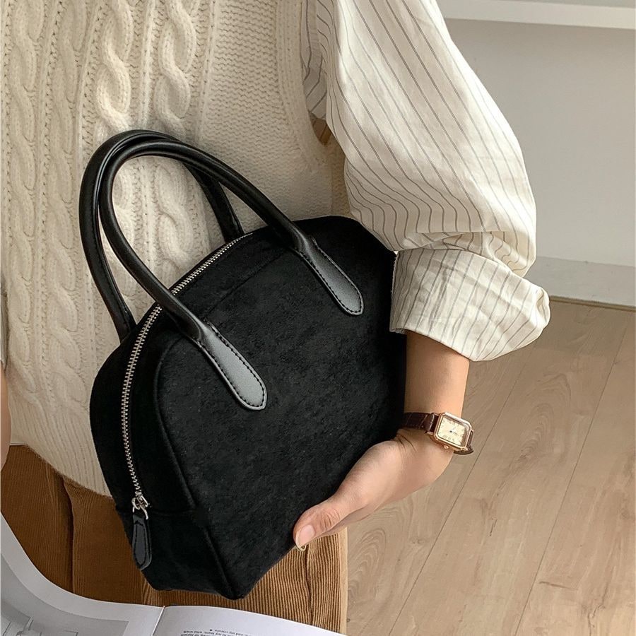 Women's Top Handle Tote Bag with Structured Dome Silhouette and Zip Closure - Image 1