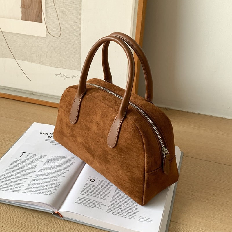 Women's Top Handle Tote Bag with Structured Dome Silhouette and Zip Closure - Image 4