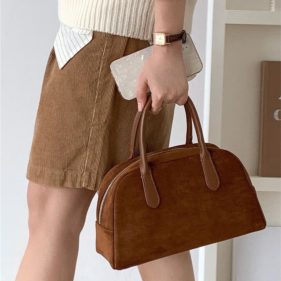Women's Top Handle Tote Bag with Structured Dome Silhouette and Zip Closure - Image 5
