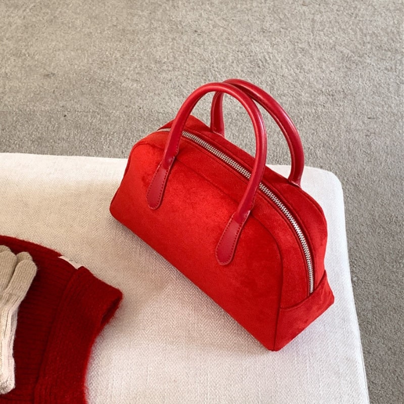 Women's Top Handle Tote Bag with Structured Dome Silhouette and Zip Closure - Image 7