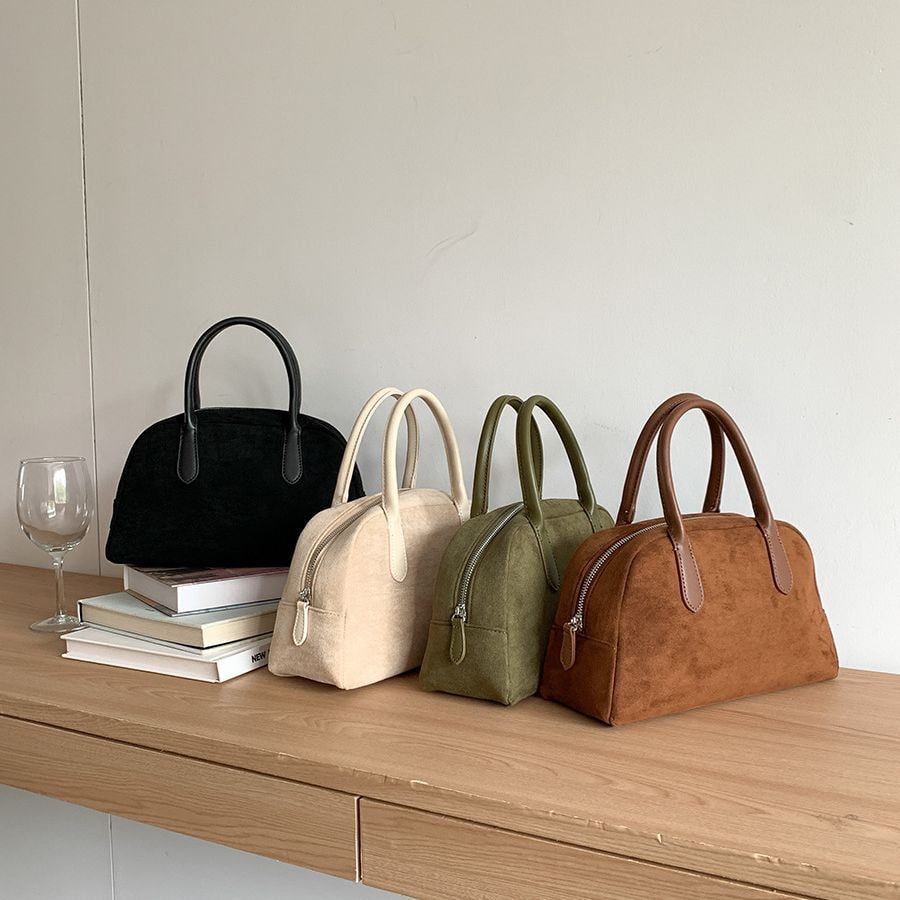 Women's Top Handle Tote Bag with Structured Dome Silhouette and Zip Closure - Image 8