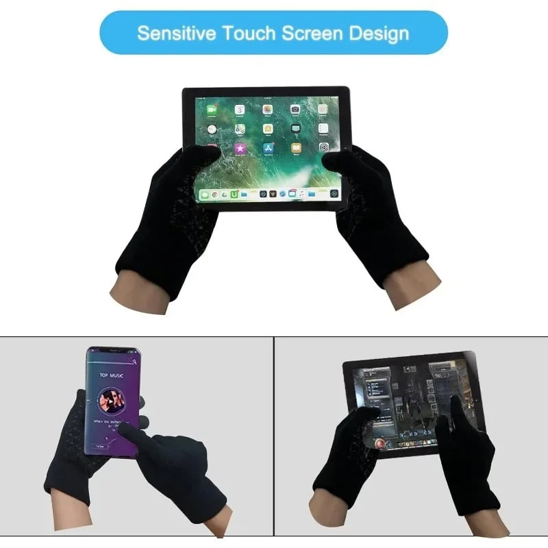 Women's Touchscreen Winter Gloves Knit with Silicone Grip and Conductive Fingertips - Image 2