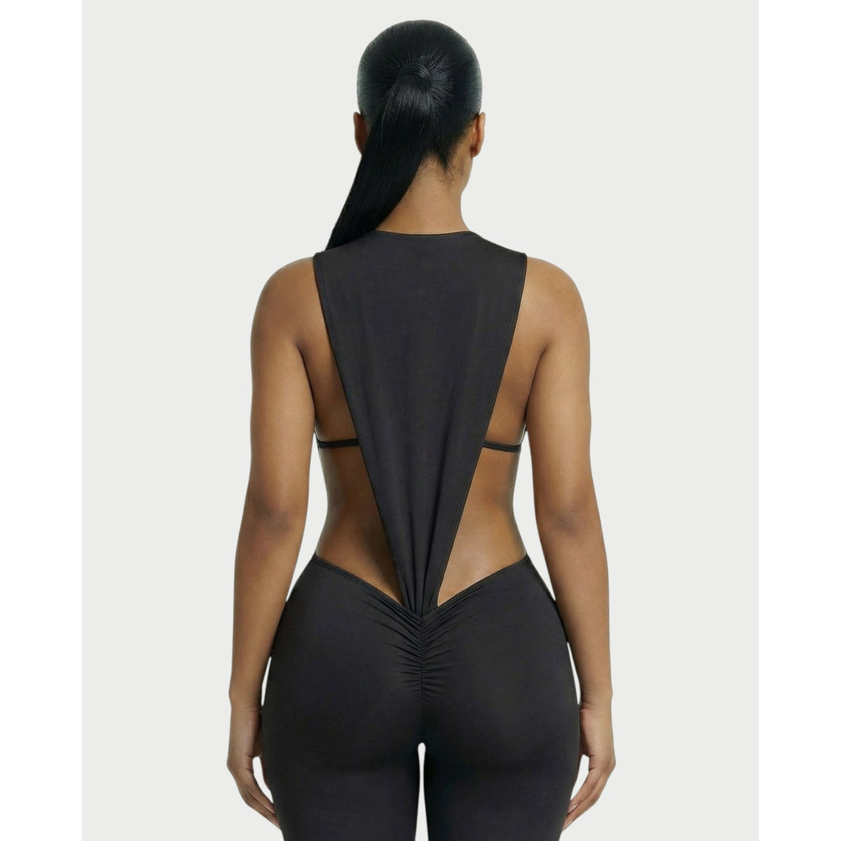Women's Two Piece Set Sleeveless Cutout Bodysuit and Ruched High Waist Leggings - Image 5