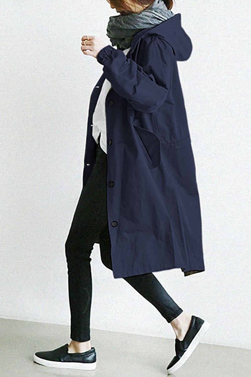 Women's Water Resistant Hooded Trench Coat with Drawstring Waist - Image 4