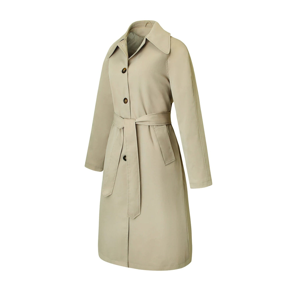 Women's Water Resistant Single Breasted Trench Coat with Tie Belt - Image 2